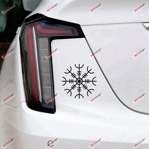 2X Black 4'' Helm of Awe Decal Sticker Vegvisir Viking Odin Norse Norway Vinyl in Kuwait