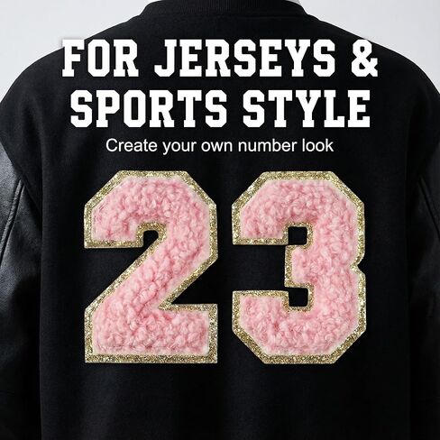 10PCS Chenille Number Patches 0-9, Pink Self Adhesive Varsity Numbers Stickers, 2.16 Inch Fuzzy Letterman Style Appliques for Clothing, Jerseys, Jeans, Bags, Hats, Laptop & Phone Case DIY in Saudi Arabia