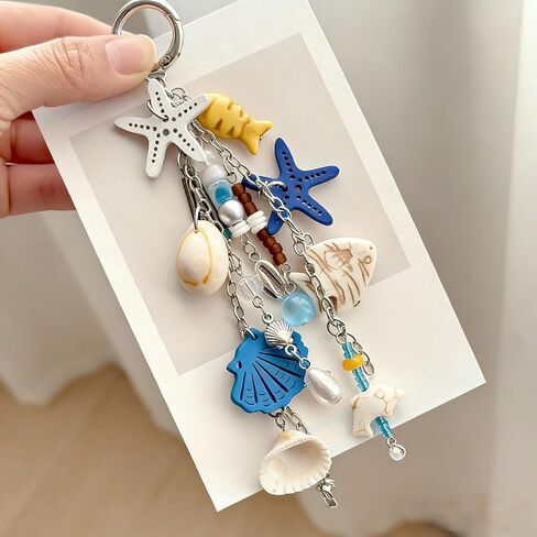 New Starfish Keychain, Ocean Theme Starfish Key Ring Bag Charm Pendant, Cute Beach Style Keychain for Backpack Purse Car Keys Accessories, Summer Ocean Jewelry Gift in Kuwait
