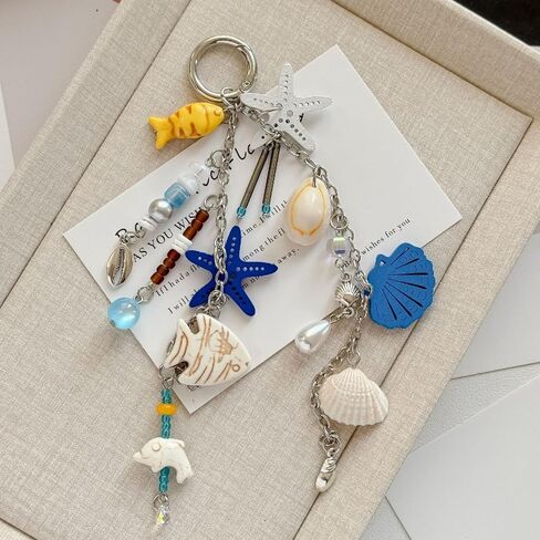 New Starfish Keychain, Ocean Theme Starfish Key Ring Bag Charm Pendant, Cute Beach Style Keychain for Backpack Purse Car Keys Accessories, Summer Ocean Jewelry Gift in Kuwait