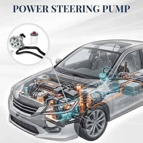 Power Steering Pump and Reservoir Tank with Suction & Return Hose & Clamps Set Compatible with Honda Accord 2008-2012 L4 2.4, Replacement 56100R40A03 56100R40P05 53701TA0A01 in Saudi Arabia