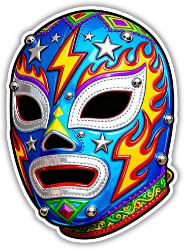 Colorful Lucha Libre Wrestling Mask Sticker, Weather Resistant Vinyl Decal for | Cars | Trucks | Walls | Windows | Laptops | 3.7x5 Inches in Kuwait