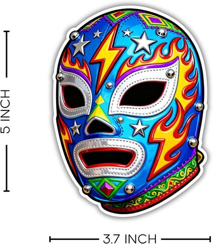 Colorful Lucha Libre Wrestling Mask Sticker, Weather Resistant Vinyl Decal for | Cars | Trucks | Walls | Windows | Laptops | 3.7x5 Inches in Kuwait
