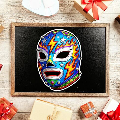 Colorful Lucha Libre Wrestling Mask Sticker, Weather Resistant Vinyl Decal for | Cars | Trucks | Walls | Windows | Laptops | 3.7x5 Inches in Kuwait