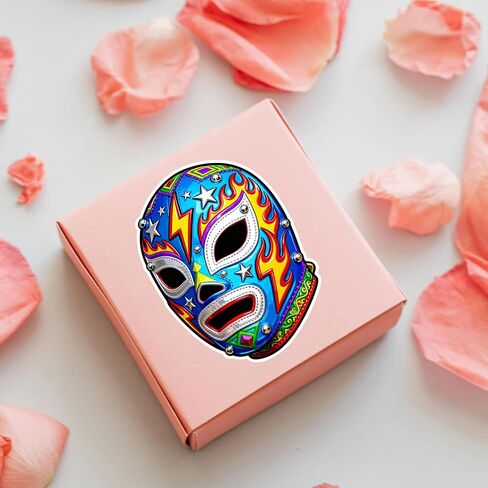 Colorful Lucha Libre Wrestling Mask Sticker, Weather Resistant Vinyl Decal for | Cars | Trucks | Walls | Windows | Laptops | 3.7x5 Inches in Kuwait