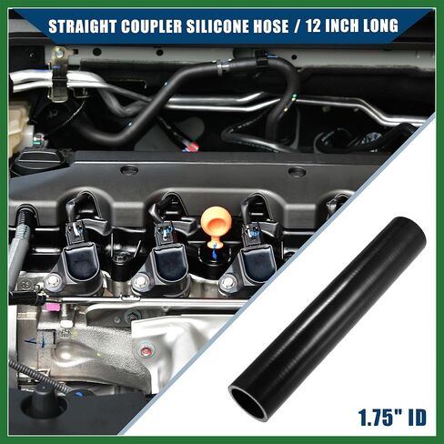 Motoforti Car Straight Coupler Silicone Hose Front Universal Intake Reducer Intercooler Silicone Tube/Inner for Car/Durable 4-Ply 1.75" ID / 1 Pcs Black Long-lasting in Kuwait