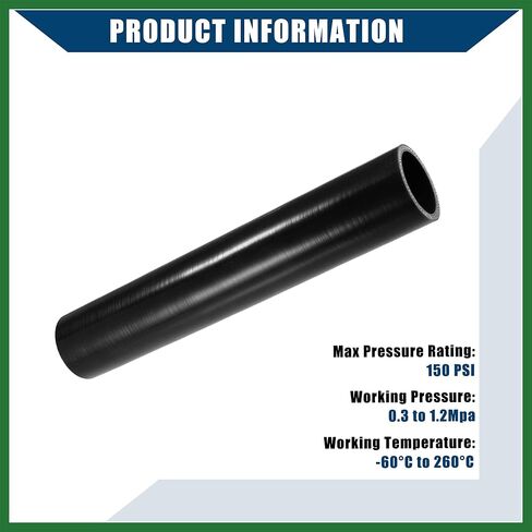 Motoforti Car Straight Coupler Silicone Hose Front Universal Intake Reducer Intercooler Silicone Tube/Inner for Car/Durable 4-Ply 1.75" ID / 1 Pcs Black Long-lasting in Kuwait