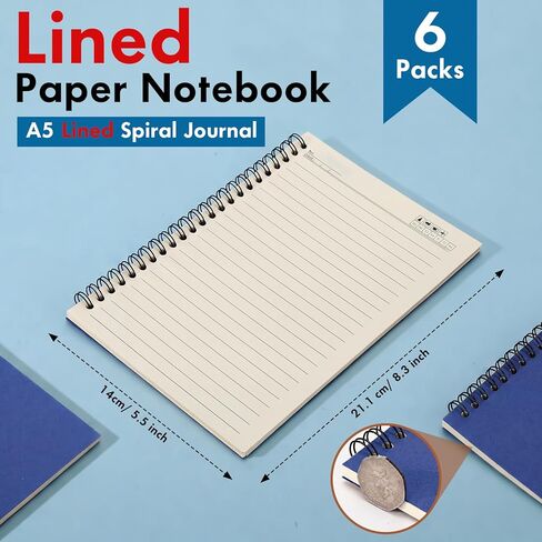 Epakh 6 Pack Spiral Notebook Bulk, Back to School Hardcover Spiral Journal Notebook 5.5 x 8.3 Inch, First Day of School Travel Writing Journal Notepad, 50 Sheets 100 Pages(Lined,Navy Blue) in Kuwait