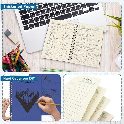 Epakh 6 Pack Spiral Notebook Bulk, Back to School Hardcover Spiral Journal Notebook 5.5 x 8.3 Inch, First Day of School Travel Writing Journal Notepad, 50 Sheets 100 Pages(Lined,Navy Blue) in Kuwait