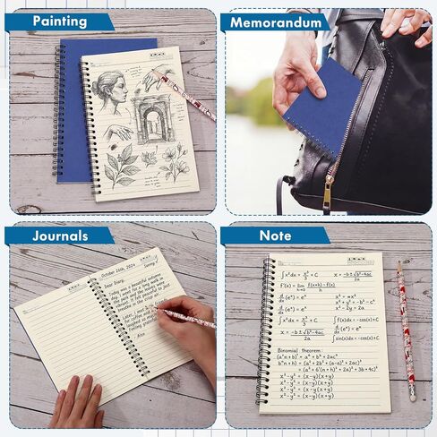 Epakh 6 Pack Spiral Notebook Bulk, Back to School Hardcover Spiral Journal Notebook 5.5 x 8.3 Inch, First Day of School Travel Writing Journal Notepad, 50 Sheets 100 Pages(Lined,Navy Blue) in Kuwait