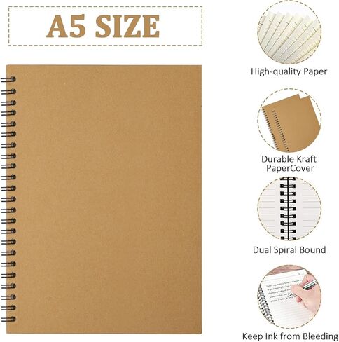22 Pack Lined Spiral Notebook Journal A5 Ruled Journal Notebook Notepad Sketchbook Hardcover Lined Notebooks Journals for Office School Supplies, 100 Pages/ 50 Sheets, 8.3 x 5.5 Inches in Saudi Arabia