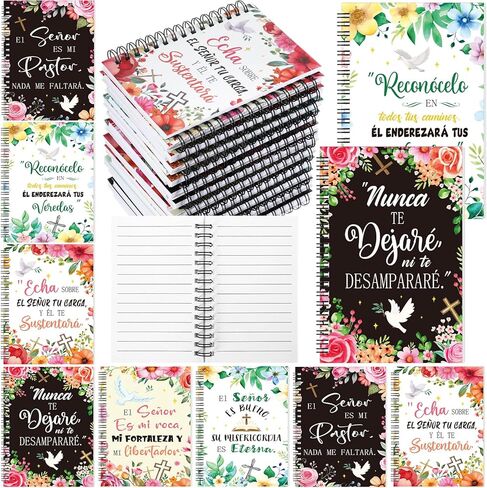 Resurhang 24 Pack Christian Gifts for Women 4x6" Spanish Religious Notebooks with Bible Verses, Floral Cross Journals, Christian Gifts for Christmas Church Sunday School Office in Kuwait