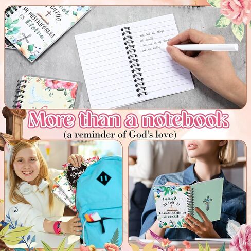 Resurhang 24 Pack Christian Gifts for Women 4x6" Spanish Religious Notebooks with Bible Verses, Floral Cross Journals, Christian Gifts for Christmas Church Sunday School Office in Kuwait