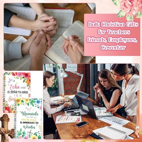 Resurhang 24 Pack Christian Gifts for Women 4x6" Spanish Religious Notebooks with Bible Verses, Floral Cross Journals, Christian Gifts for Christmas Church Sunday School Office in Kuwait