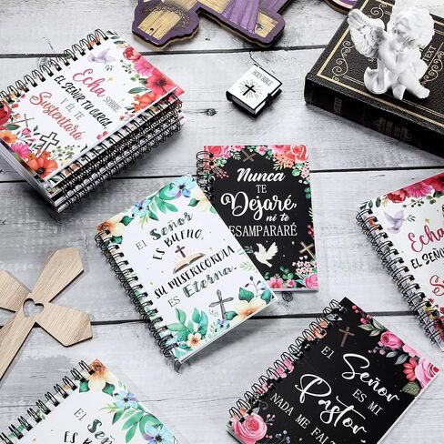 Resurhang 24 Pack Christian Gifts for Women 4x6" Spanish Religious Notebooks with Bible Verses, Floral Cross Journals, Christian Gifts for Christmas Church Sunday School Office in Kuwait