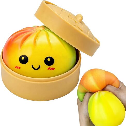 Giant 6in Gradient Dumpling Squishy Toy with Steamer, Slow Rising Soft Stress Relief Fidget Toy, Cute Kawaii Squeeze Toy for Anxiety Relief in Kuwait