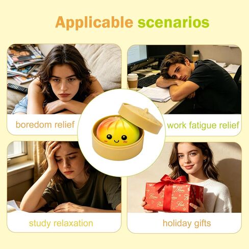 Giant 6in Gradient Dumpling Squishy Toy with Steamer, Slow Rising Soft Stress Relief Fidget Toy, Cute Kawaii Squeeze Toy for Anxiety Relief in Kuwait
