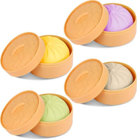 KatchOn, Dumpling Squishy Toys - Pack of 4 | Dumpling Squeeze Dough Ball, Stress Relief & Anxiety Relief Squishy Dumplings | Mystery Dumplings Squishy Fun Fidget Toys for Stress Relief in Saudi Arabia