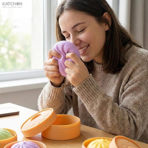 KatchOn, Dumpling Squishy Toys - Pack of 4 | Dumpling Squeeze Dough Ball, Stress Relief & Anxiety Relief Squishy Dumplings | Mystery Dumplings Squishy Fun Fidget Toys for Stress Relief in Saudi Arabia
