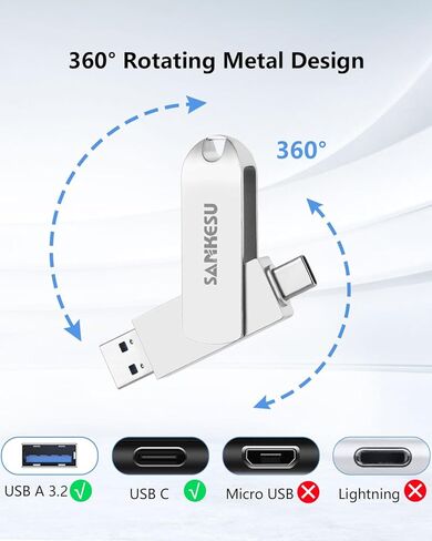 Type C Flash Drive 128GB-3.1 USB C Drive Read Speed Up to 150MB/s, OTG Thumb Drive with Type A and Type C Ports, Flash Drive for Android Phone/PC/Laptop/Mac(Silver) in Saudi Arabia