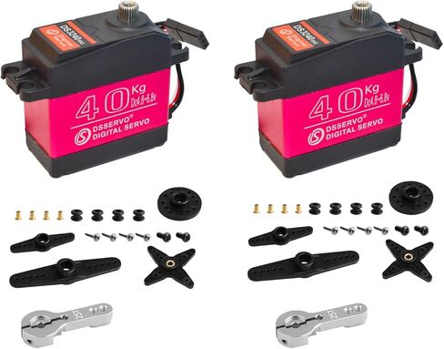 2Pcs 40KG Digital RC Servo with 25T Servo Arm, DS3240MG Full Metal Gear High Torque Steering RC Servo for 1:8 1:10 Scale Baja RC Cars Crawler Buggy Truck Robotic Arm 270 Degree in Kuwait