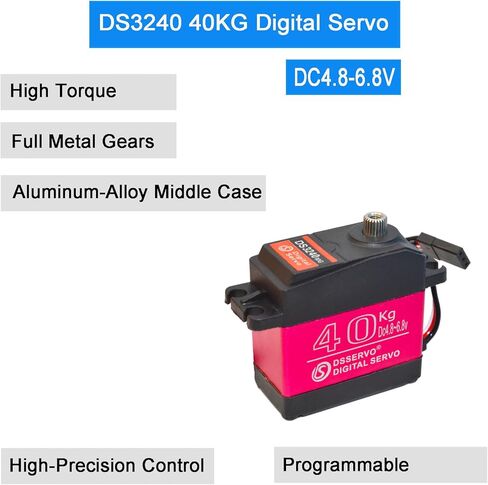 2Pcs 40KG Digital RC Servo with 25T Servo Arm, DS3240MG Full Metal Gear High Torque Steering RC Servo for 1:8 1:10 Scale Baja RC Cars Crawler Buggy Truck Robotic Arm 270 Degree in Kuwait