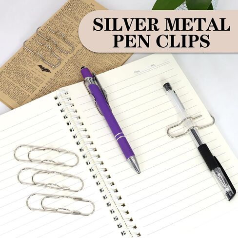 20PCS Pen Clip, Metal Pen Clip for Notebook, Paper Clip Pen Holders for Notebook Clipboard Journals Planner Office Accessories Silver in Saudi Arabia