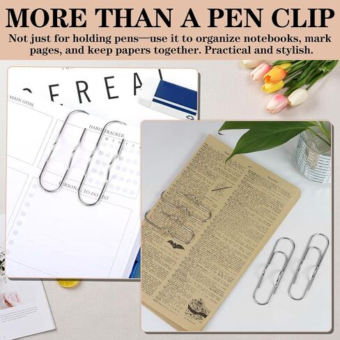 20PCS Pen Clip, Metal Pen Clip for Notebook, Paper Clip Pen Holders for Notebook Clipboard Journals Planner Office Accessories Silver in Saudi Arabia