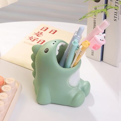 Funny Big Mouth Animals Pen Holder for Office Desk Accessories, Cute Cartoon Animals Makeup Brush Holder Pencil Cup Toothbrush Holder Vanity Organizer Kawaii Home Decor (Dinosaur) in Kuwait