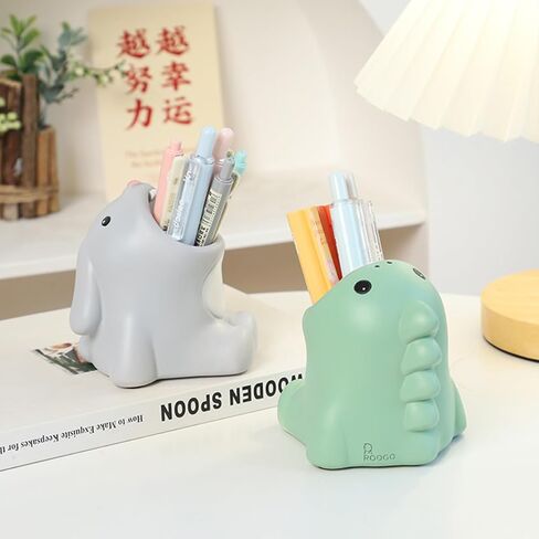 Funny Big Mouth Animals Pen Holder for Office Desk Accessories, Cute Cartoon Animals Makeup Brush Holder Pencil Cup Toothbrush Holder Vanity Organizer Kawaii Home Decor (Dinosaur) in Kuwait