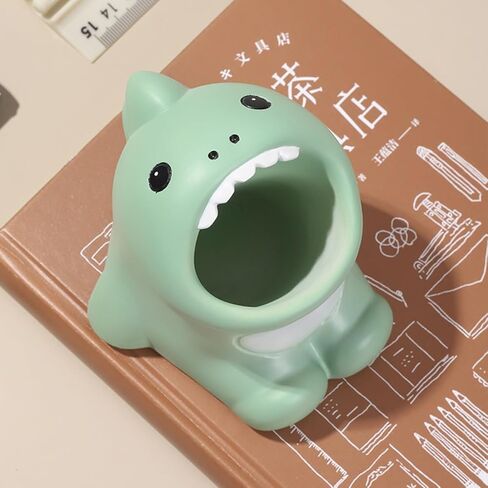 Funny Big Mouth Animals Pen Holder for Office Desk Accessories, Cute Cartoon Animals Makeup Brush Holder Pencil Cup Toothbrush Holder Vanity Organizer Kawaii Home Decor (Dinosaur) in Kuwait