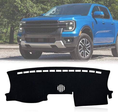 Dashboard Cover Dash Mat Pad Compatible with Ford Ranger XL XLT Lariat Raptor Truck 2024 2025 2026 Dash Cover Protector (Black Trim) in Kuwait