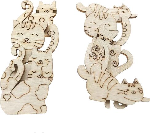 100Pcs Mini Cat Wood DIY Crafts Cutouts Wooden Cat Shaped Slices Embellishments Unfinished Wood Ornaments for Baby Shower Wedding Birthday Christmas Party Decorations in Kuwait