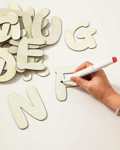 176 Pieces Wooden Letters 4 in Crafts Unfinished Wooden Letters Small Wood Letters DIY Painting Art Home Decor Spelling Learning in Kuwait
