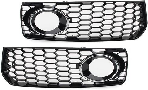 Lirun Car Fog Light Cover Honeycomb Hex Mesh Bezel Fog Lamp Cover Replacement 8T0807681B 8T0807682D for Audi A5 S5 B8 RS5 S-line Bumper 2008-2012, Chrome in Kuwait