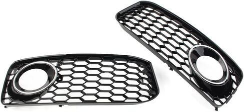 Lirun Car Fog Light Cover Honeycomb Hex Mesh Bezel Fog Lamp Cover Replacement 8T0807681B 8T0807682D for Audi A5 S5 B8 RS5 S-line Bumper 2008-2012, Chrome in Kuwait