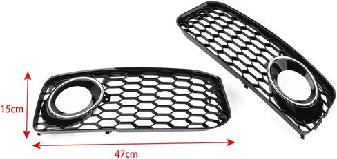 Lirun Car Fog Light Cover Honeycomb Hex Mesh Bezel Fog Lamp Cover Replacement 8T0807681B 8T0807682D for Audi A5 S5 B8 RS5 S-line Bumper 2008-2012, Chrome in Kuwait