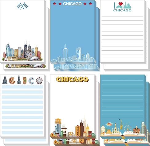 Eaasty 12 Pcs Chicago Sticky Notes Bulk 4 x 5.5 Inch Chicago Themed Self Stick Notepads Cute Adhesive Memo Pads City Souvenir Gifts for Student Teacher Office Supplies Back to School Stationery in Kuwait