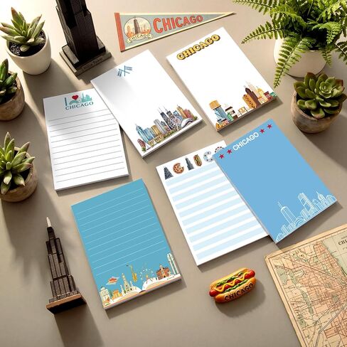 Eaasty 12 Pcs Chicago Sticky Notes Bulk 4 x 5.5 Inch Chicago Themed Self Stick Notepads Cute Adhesive Memo Pads City Souvenir Gifts for Student Teacher Office Supplies Back to School Stationery in Kuwait