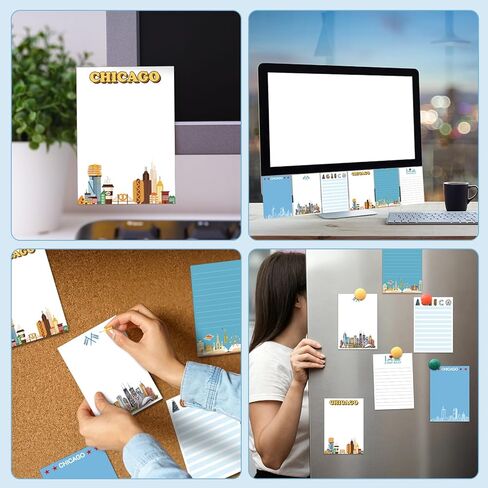Eaasty 12 Pcs Chicago Sticky Notes Bulk 4 x 5.5 Inch Chicago Themed Self Stick Notepads Cute Adhesive Memo Pads City Souvenir Gifts for Student Teacher Office Supplies Back to School Stationery in Kuwait