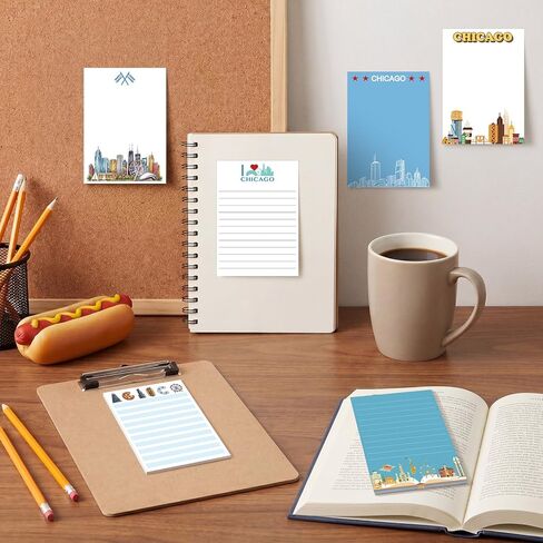 Eaasty 12 Pcs Chicago Sticky Notes Bulk 4 x 5.5 Inch Chicago Themed Self Stick Notepads Cute Adhesive Memo Pads City Souvenir Gifts for Student Teacher Office Supplies Back to School Stationery in Kuwait