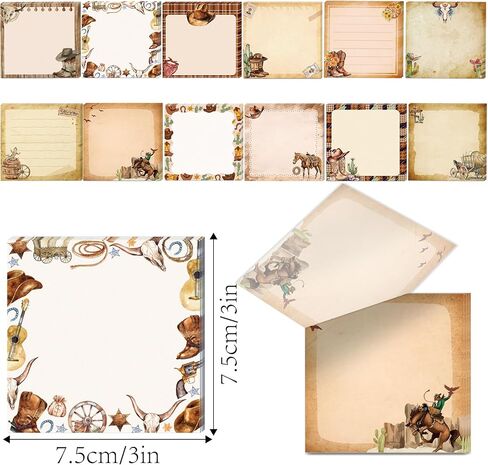 12 Pads Western Cowboy Sticky Notes 3x3 Inch Wild West Self Stick Notepads, 240 Sheets Adhesive Memo Pads with 12 Vintage Designs, Western Themed Office Supplies for School, Meeting, Home, Classroom in Saudi Arabia