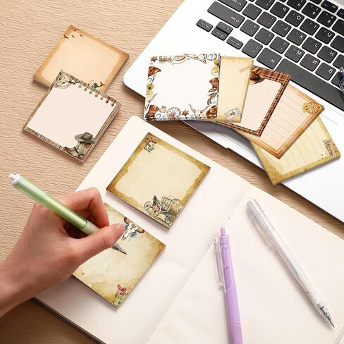 12 Pads Western Cowboy Sticky Notes 3x3 Inch Wild West Self Stick Notepads, 240 Sheets Adhesive Memo Pads with 12 Vintage Designs, Western Themed Office Supplies for School, Meeting, Home, Classroom in Saudi Arabia