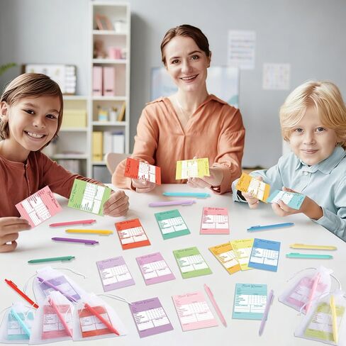 12 Sets Book Review Sticky Notes Kit Colorful Reading List Books Review Stickers Tracker Bookmarks Cards with Ballpoint Pens Organza Bags Back to School Student Gift End of Year Favors for Book Lovers in Kuwait