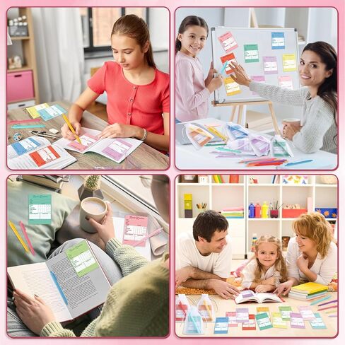 12 Sets Book Review Sticky Notes Kit Colorful Reading List Books Review Stickers Tracker Bookmarks Cards with Ballpoint Pens Organza Bags Back to School Student Gift End of Year Favors for Book Lovers in Kuwait
