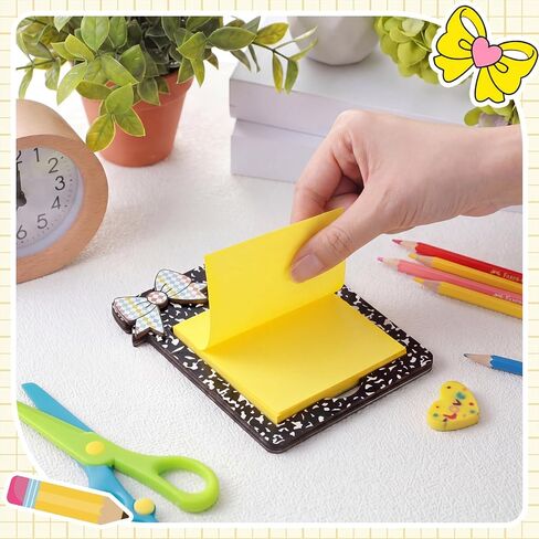 Gueevin Wooden Sticky Note Holder Pencil Composition Book Back to School Teacher Gift Sticky Note Dispenser 3 x 3 Inch for Office Desk Accessories for Classroom, No Pads Included in Kuwait