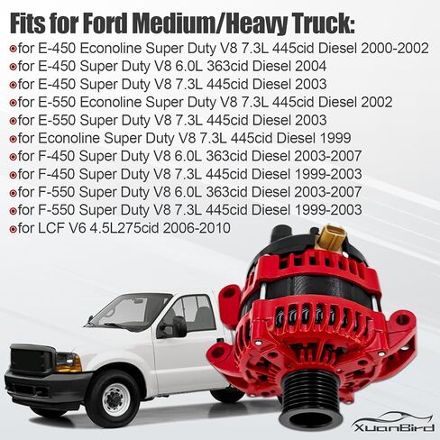 350A High Output Alternator Red 6 Phase Fits for Ford F250 F350 F450 F550 Powerstroke 7.3L 1999-2003, ‎4U2Z-10V346-CKRM F81U-10300-EB F81Z-10346-EA in Saudi Arabia