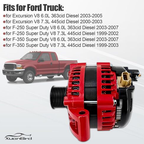 350A High Output Alternator Red 6 Phase Fits for Ford F250 F350 F450 F550 Powerstroke 7.3L 1999-2003, ‎4U2Z-10V346-CKRM F81U-10300-EB F81Z-10346-EA in Saudi Arabia