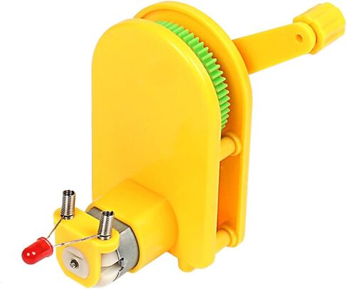caralei Portable Hand Cranked Power Generator Handheld Crank Generator Science Experiments STEM Building Toy for Student Teen ABS Plastic, Yellow in Kuwait