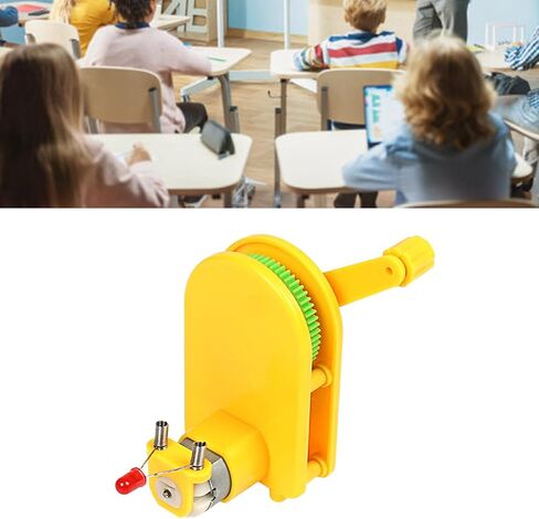 caralei Portable Hand Cranked Power Generator Handheld Crank Generator Science Experiments STEM Building Toy for Student Teen ABS Plastic, Yellow in Kuwait